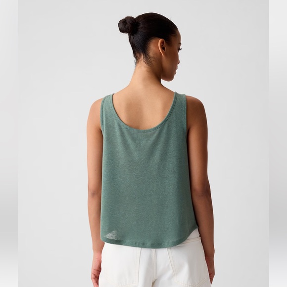 Gap Linen-Blend Green Henley Tank Top (Women’s M, forest green) - Picture 4 of 4